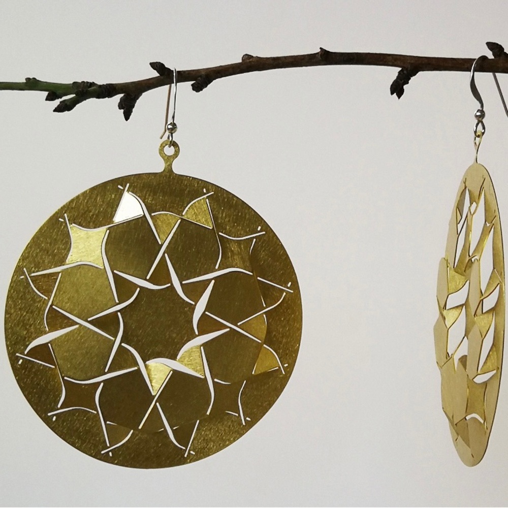 Brass Statement Earrings - image 2